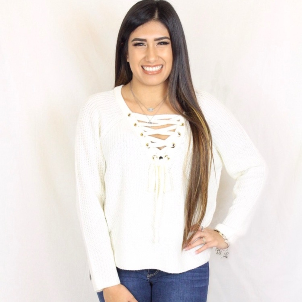 Lace up sweater